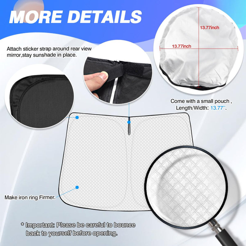 Windshield Sun Shade for 2016-2024 2025 Honda Pilot Accessories Thicken 6-Layer Foldable Front Window Sunshade Cover Sun Visor Protector Block UV Rays Keep Vehicle Cool Honda Pilot 2016-Present
