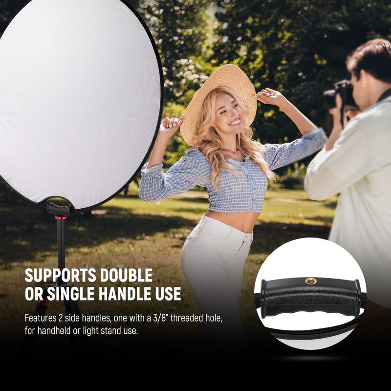 NEEWER 32"/80cm Light Reflector with Clamp & Hand Grips, 5 in 1 Collapsible Multi Disc Photography Reflector Translucent/Silver/Gold/White/Black with 3/8" Thread for Studio Outdoor Lighting, RF-80II 80cm w/Clamp