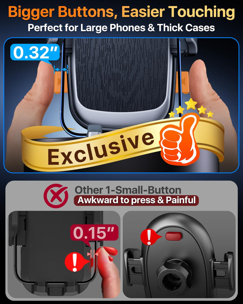 Military-Grade Heavy-Duty Metal Car Phone Holder Mount 2026 Upgraded Foldable & 360° Rotatable Arm【90LBS Safest Strongest Certs & Patent】Windshield Vent Dashboard for iPhone 17 Pro Max 16 15, Black
