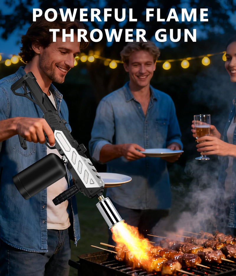 Powerful Propane Torch with Detachable Design, Kitchen Blow Torch Gun with Adjustable Flame, Torch Burner Flamethrower for BBQ, Charcoal Lighter, Campfire, Weeding (Tank Not Included) Detachable-silver