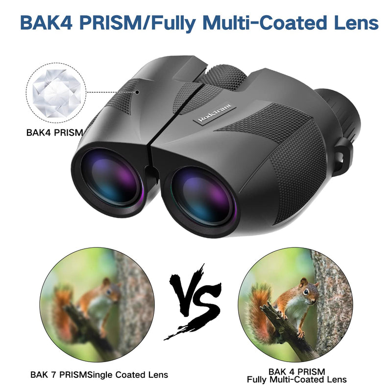 20x25 Compact Binoculars for Adults,High Powered Large Eyepiece Waterproof Binoculars,Easy Focus for Bird Watching,Hiking,Travel and Sport Games Black