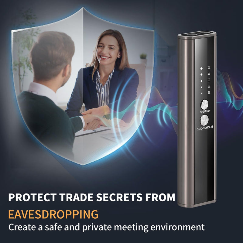 KT-02 Hidden Camera Detector, 2025 New, 4 Modes to Detect Spy Cameras, Bugs, GPS Trackers, with Flashlight, Audible Alarm/Beeping Mode, for Hotels, Cars, Offices, KT-02-B