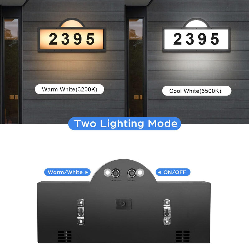 Solar Address Numbers for House, Lighted House Numbers with Cool Light & Warm Light, Solar Address Sign for Yard, IP65 Waterproof Address Plaque Wall Mounted & in Ground