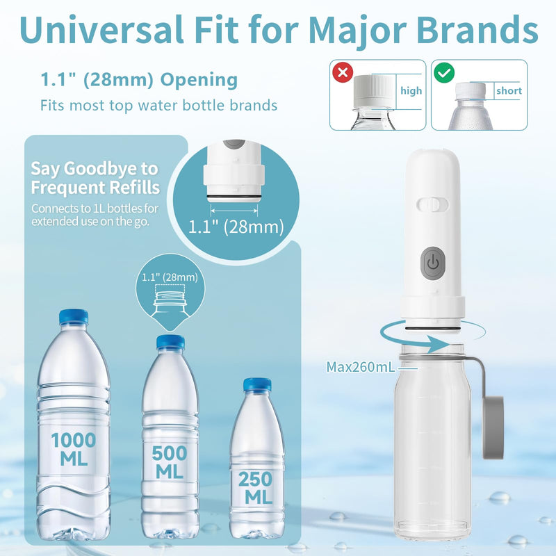 Portable Bidet for Travel with 260ML Bottle, Rechargeable Electric Bidet Bottle for Women Men Baby Cleaning, Waterproof High Pressure Sprayer for Personal Hygiene (White & Gray) White & Gray