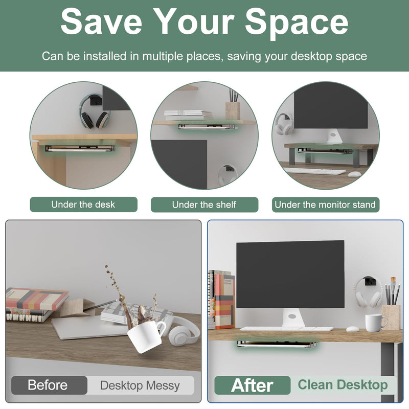 Under Desk Laptop Mount Metal Under Desk Laptop Holder with Anti-Scratch Pads Compatible with Lenovo HP Asus Acer Laptop,Mac Mini,Macbook,Keyboard Under Desk Shelf Tray with Headphone Hanger