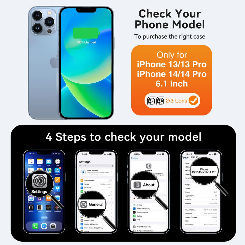 BOPPS Battery Case for iPhone 13/13 Pro/14/14 Pro with Stand，Ultra Slim 8500 Portable Rechargeable Strong Protective Extended Case Cover for iPhone 14,13 Series Black