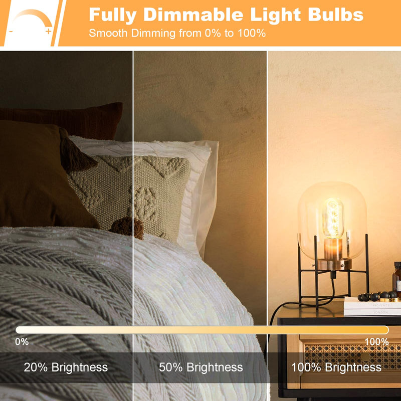 E26 LED Bulb 6W Equivalent 60 watt, Vintage Edison Bulbs, Warm White 2700K Amber E26 Edison Bulb dimmable,Tubular T14 T45 LED Light Bulb, AC120V,500lm,CR90+,Glass,Pack of 4 Amber 6w-2700k 4pcs
