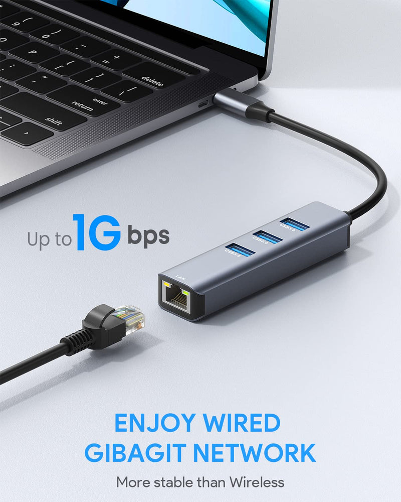 USB C to Ethernet Adapter,Vilcome RJ45 to USB C Thunderbolt 3/Type-C Gigabit Ethernet LAN Network Adapter