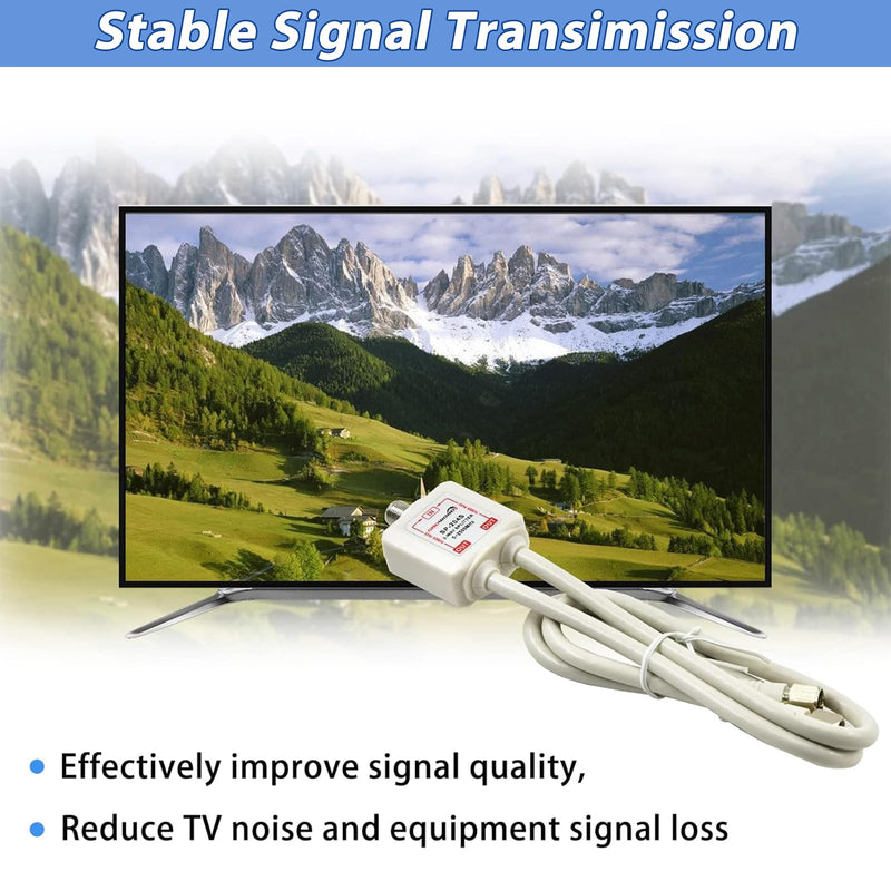 Satellite Splitter 5-2500MHz, 2-Way CATV Splitter with RG6 Coaxial Cable and 2 Connectors, for Pass Power to LNB, Improve HD TV Satellite Antenna Signal Quality, Corrosion Resistant 15 inch