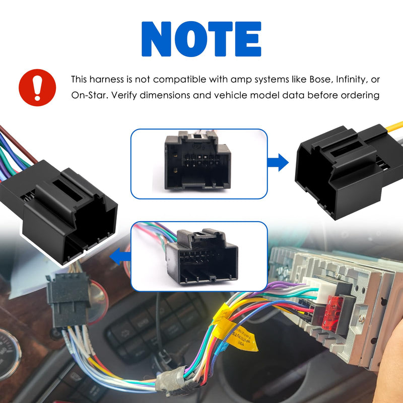 Radio Wiring Harness,Plug and Play Car Audio & Video Wiring Harnesses Kit Compatible with Cadillac GMC Chevrolet,Stereo Wirings Harness with Antenna Adapter & Ignition Wire