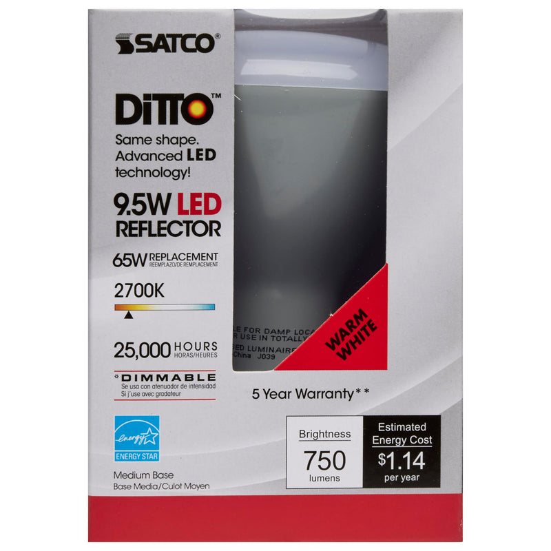 Satco S9620 9.5 Watt BR30 LED Reflector Light Bulbs - 65W Equivalent - 2700K Warm White - 105 deg. Beam Angle - E26 Medium Base - Dimmable - 120 Volt - 25,000 Hours (6 Pack) 6 Pack