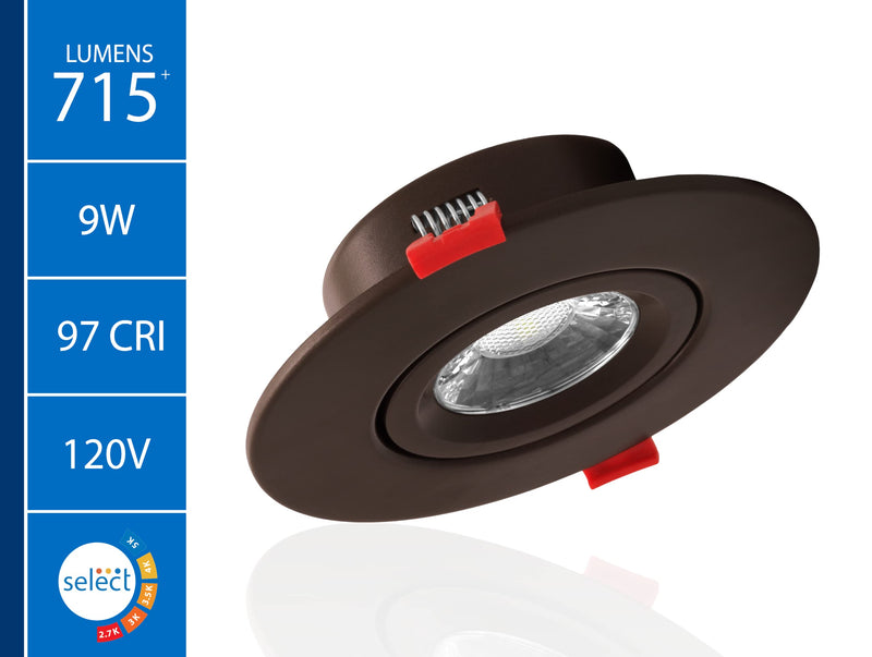 DGC 4-inch Oil-Rubbed Bronze Selectable Canless Adjustable Gimbal LED Recessed Downlight (DGC43120SRDOB) 4 Inches