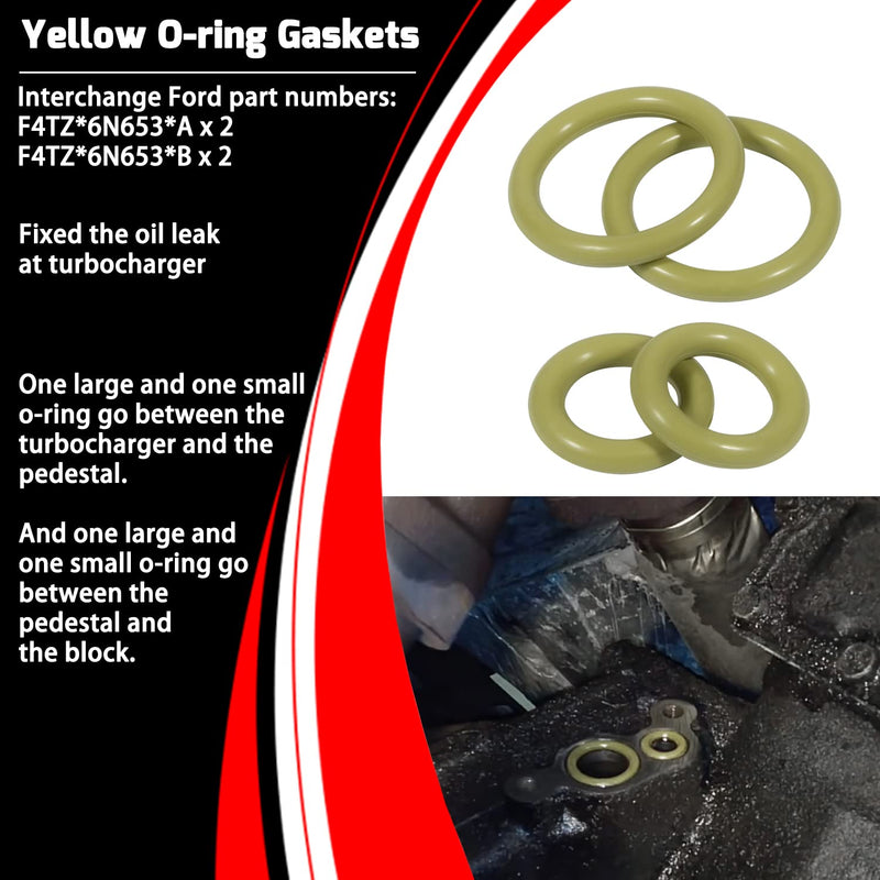 Yellow O-Ring Gaskets Kit & ES 72468 Turbo Mounting Gasket Set for 1994-2003 Ford 7.3L Powerstroke Diesel Turbo Pedestal