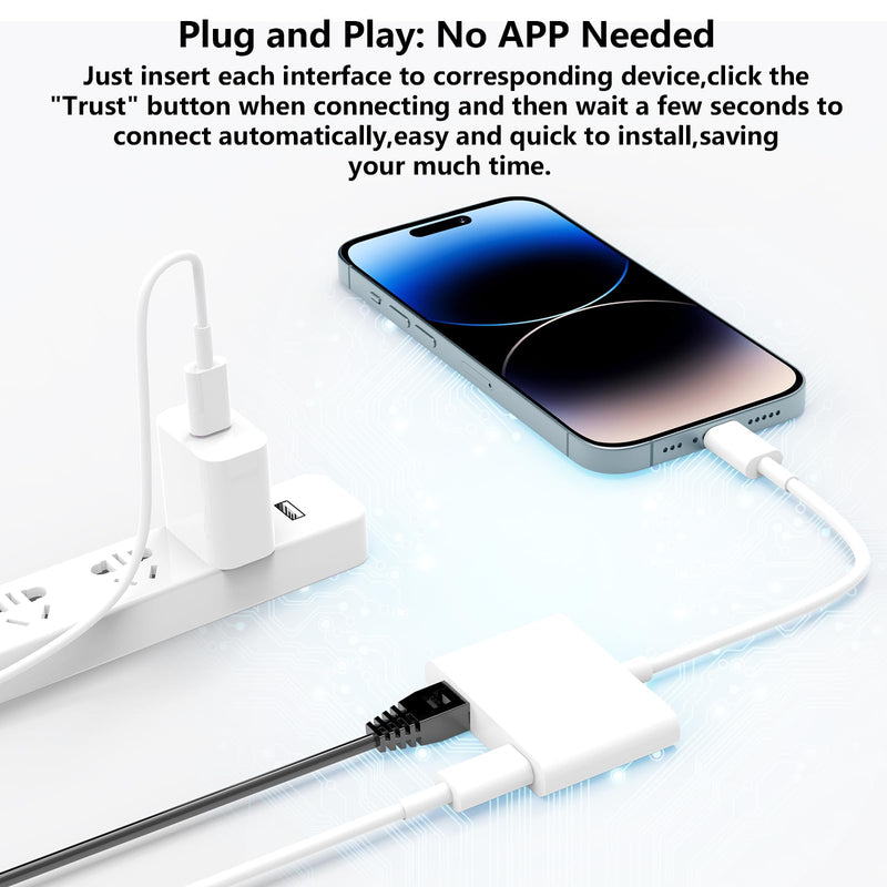 Lightning to HDMI Adapter for iPhone to TV, 1080P 4K@60Hz Video & Audio Sync Screen Converter Digital AV Adapter with Charging Port for iPhone 14 13 12 11 X 8 7 on HDTV/Projector/Monitor White