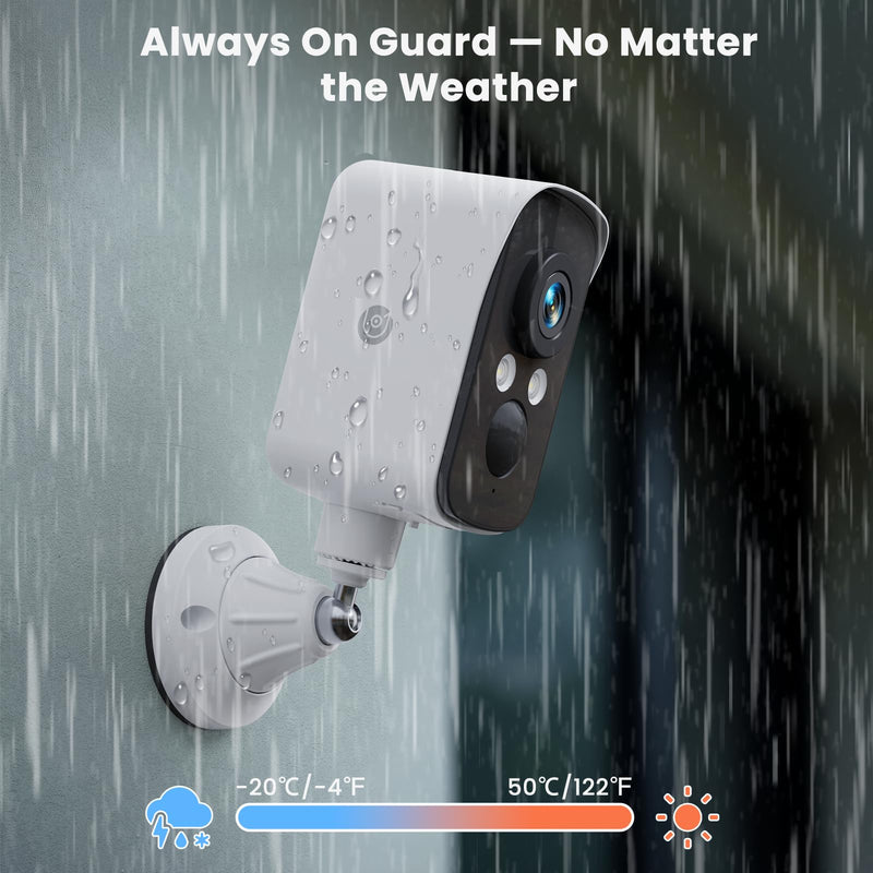 300° Pan Wireless Outdoor Security Camera, No Subscription Free 7-Day Cloud/SD, AI Detection, Magnetic Mount, Battery Powered, 2.4G WiFi, 2K, Night Vision, 360° View, 2-Way Talk, Home Security, IP65