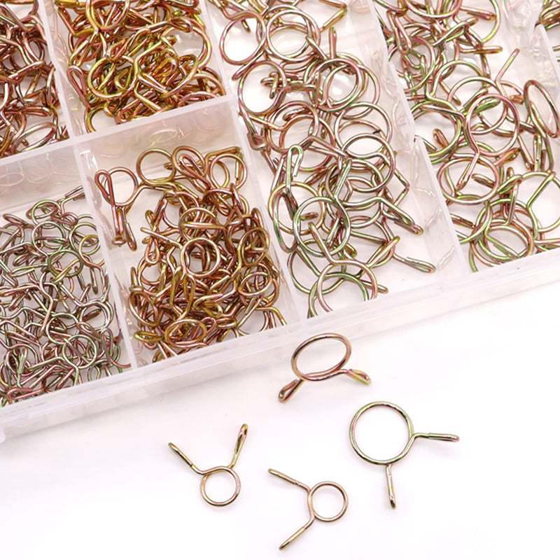 Tnisesm 310Pcs 5-13mm 9 Size Spring Clips Clamps Assortment Kit, Fuel Line Hose Tubing Spring Clips Clamps for Motorcycle Scooter ATV