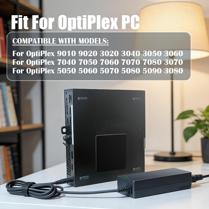 90W Charger Compatible with Dell Optiplex Power Cord 3060 7050 7090 3080 PC | For Optiplex Micro 7010 7020 7040 7060 7070 7080 3046 3050 3070 3090 5050 Business Desktop AC Adapter Power Supply 4.5mm Tip