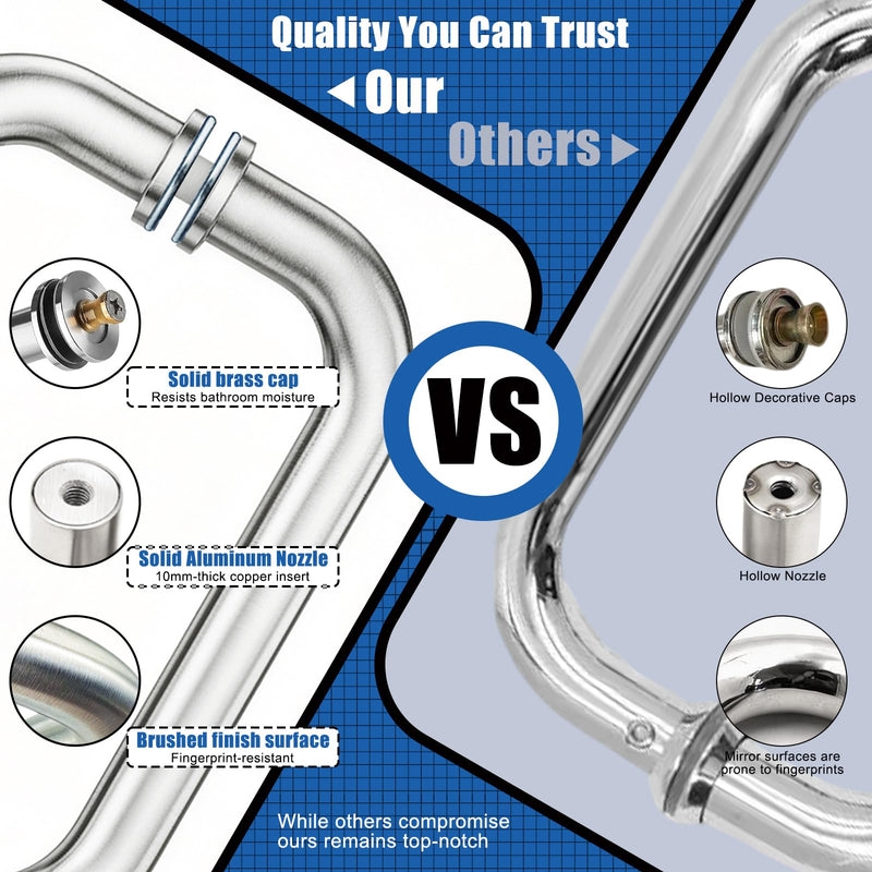 6-Inch (CTC) Glass Shower Door Handle, 3/4" Diameter Tubular Back-to-Back Shower Door Pull,for 1/4"–1/2" Thick Glass and 1-3/8"–2-1/6" Frameless Shower Doors Pull Handle（Brushed Nickel）