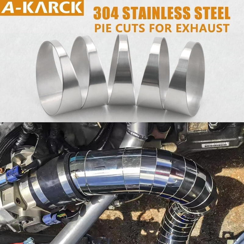 A-KARCK 304 Stainless Steel Pie Cuts, 3'' Exhaust Pipe with Laser Cut 5 Pcs（polishing） 3.0inch