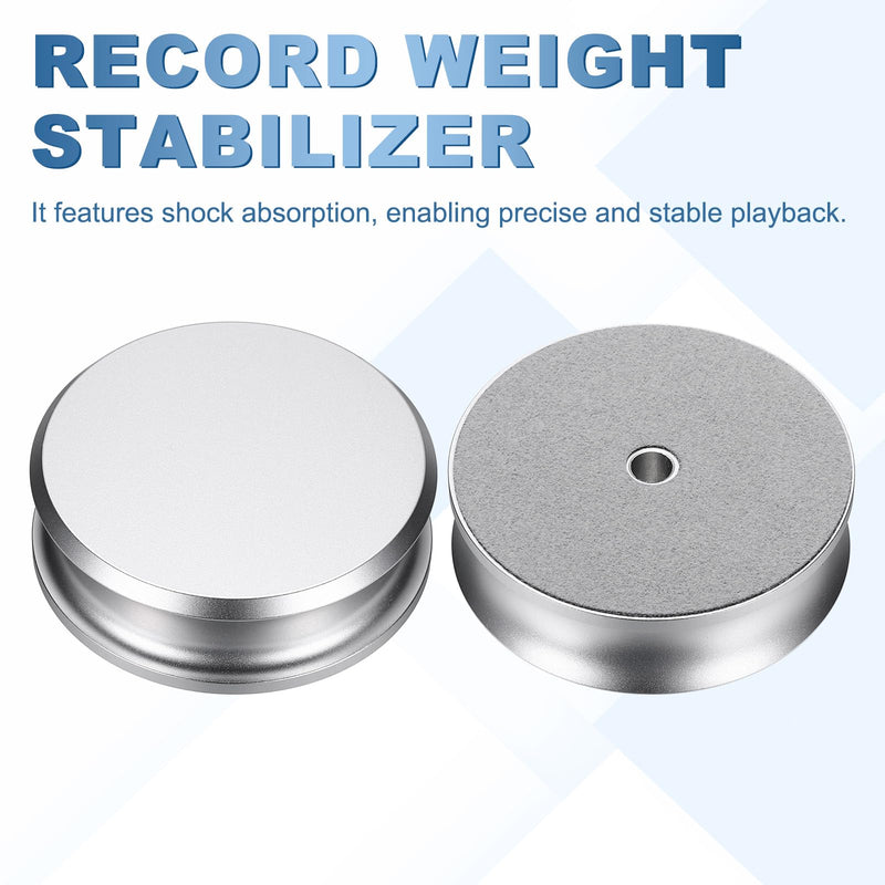 MECCANIXITY Record Weight Stabilizer, 332g/12oz Matte Aluminum Turntable Weight Clamps 3'' x 1'' Vinyl Disc Stabilizer Vibration Dampener for LP Player HiFi Turntable, Silver 12oz (3" x 1")