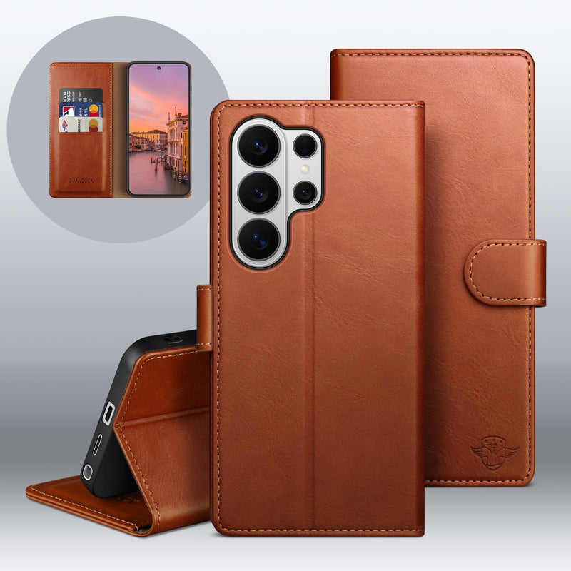 Wallet Case for Samsung Galaxy S26 Ultra, Light Brown | RFID-Blocking Card Holder, Kickstand, Magnetic Closure, PU Leather Folio Flip Cover, Protective Women Men Cases SamsungGalaxy S26 Ultra