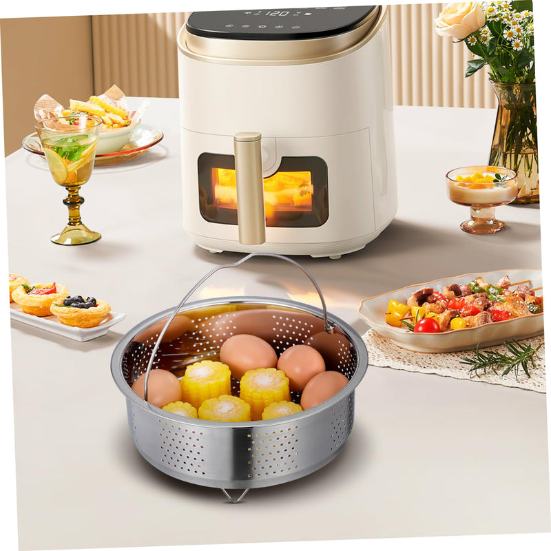 DOITOOL Stainless Steel Steamer Basket for Pot, 8.65inch/22cm Vegetable Steamer Basket Insert Steaming Rack with Handle, Vegetables Fruit Strainers and Colanders for Home Kitchen Cooking 21.5X21.5X9CM