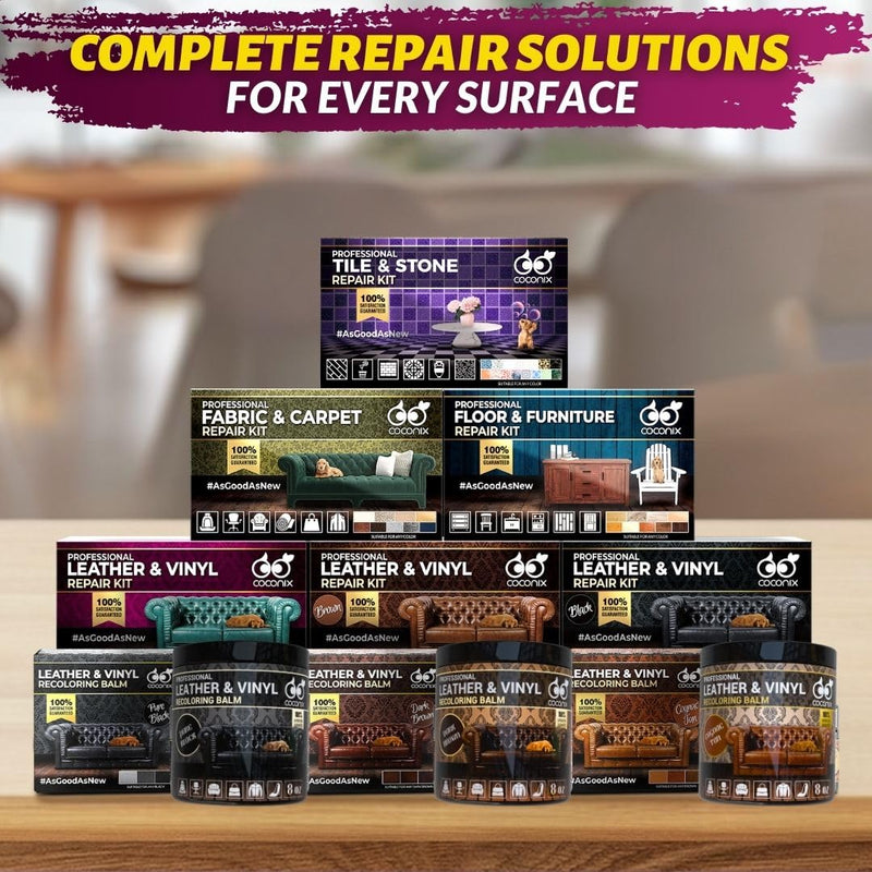 COCONIX Leather & Vinyl Repair Kit - Brown & Shades | Fix Tears, Holes, Scratches, and Peeling on Leather and Vinyl Furniture, Car Seats, and Jackets | Easy Application with Customizable Colors