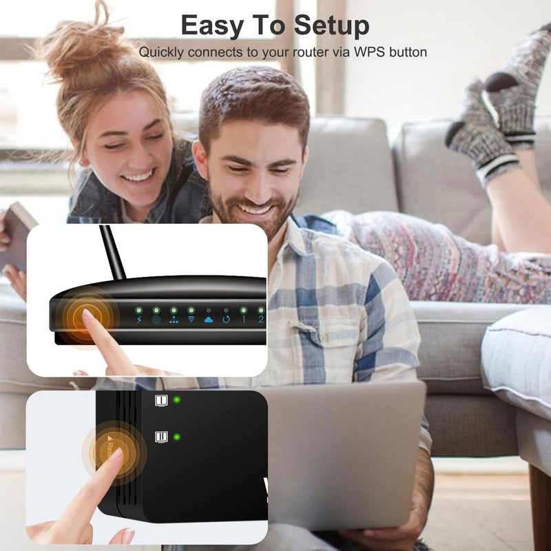 1.2Gbps WiFi Extender Signal Booster, Long Range AC1200 WiFi Booster Dual Band 5GHz /2.4GHz WiFi Repeater Support Onemesh, WPS Setup, 2 Ethernet Ports,Covers Up to 2800 Sq.ft and 45+ Devices