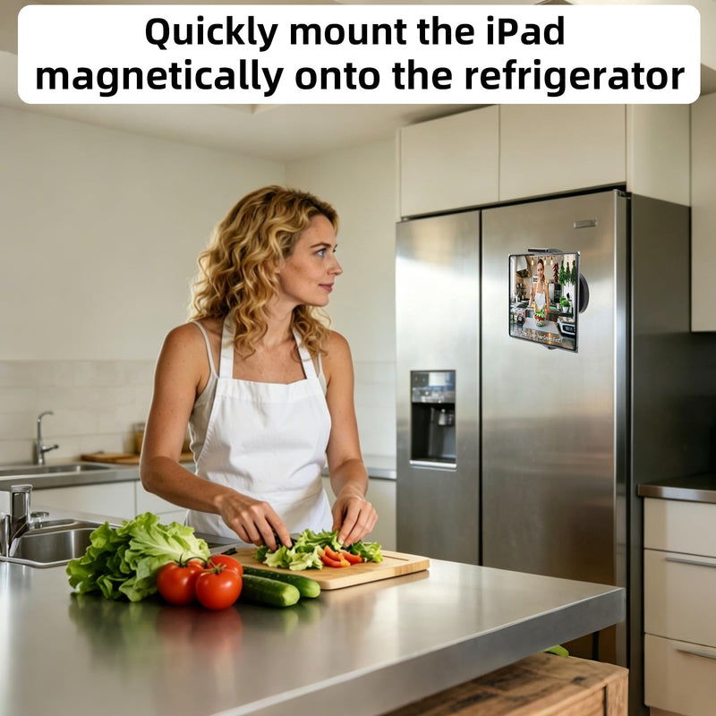 Magnetic Tablet Mount, Fridge iPad Holder, Compatible with Vehicles/cabinets/refrigerators/Metal Shelves/Gyms. N54 Strong Magnetic Base, fits 4.7~12.9-inch iPad/Nexus/e-Reader/iPhone