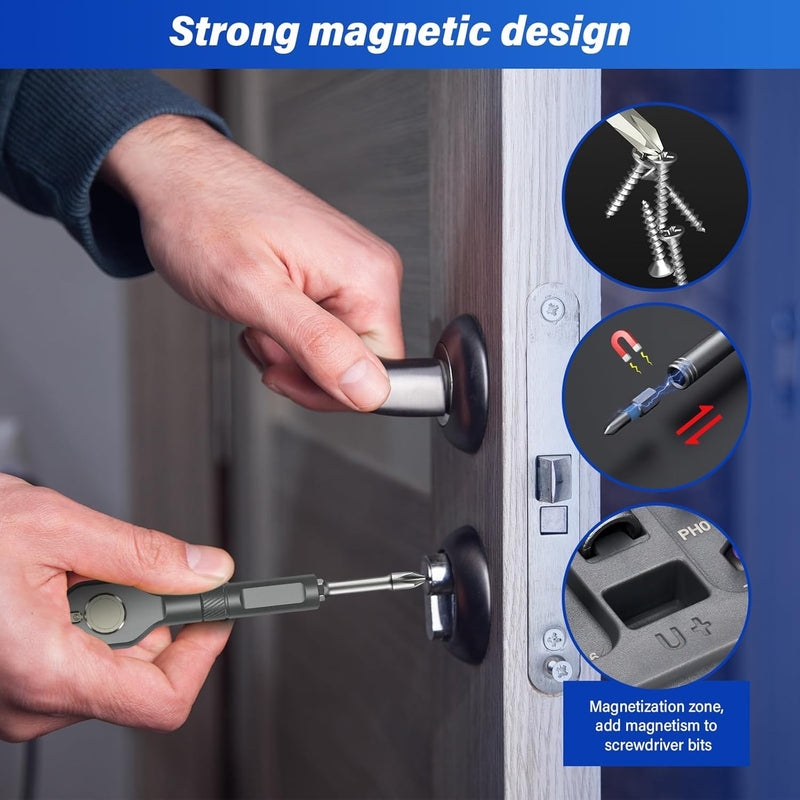 42 in 1 Magnetic Screwdriver Set, Multi Bit Ratcheting Screwdriver Set T Handle Repair Tool Kit for Furniture, Computer, Bicycle and DIY for Christmas Gifts Ratchet Screwdriver