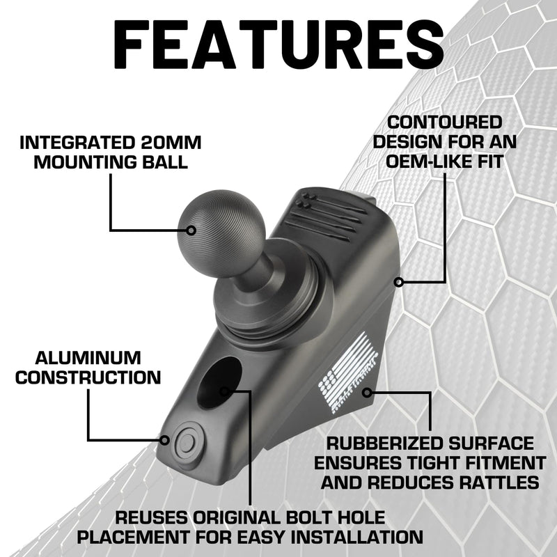 Bulletpoint Mounting Solutions A-Pillar Device Mount with 20mm Ball Compatible with 2018-2023 Jeep Wrangler JL & 2020-2023 Jeep Gladiator