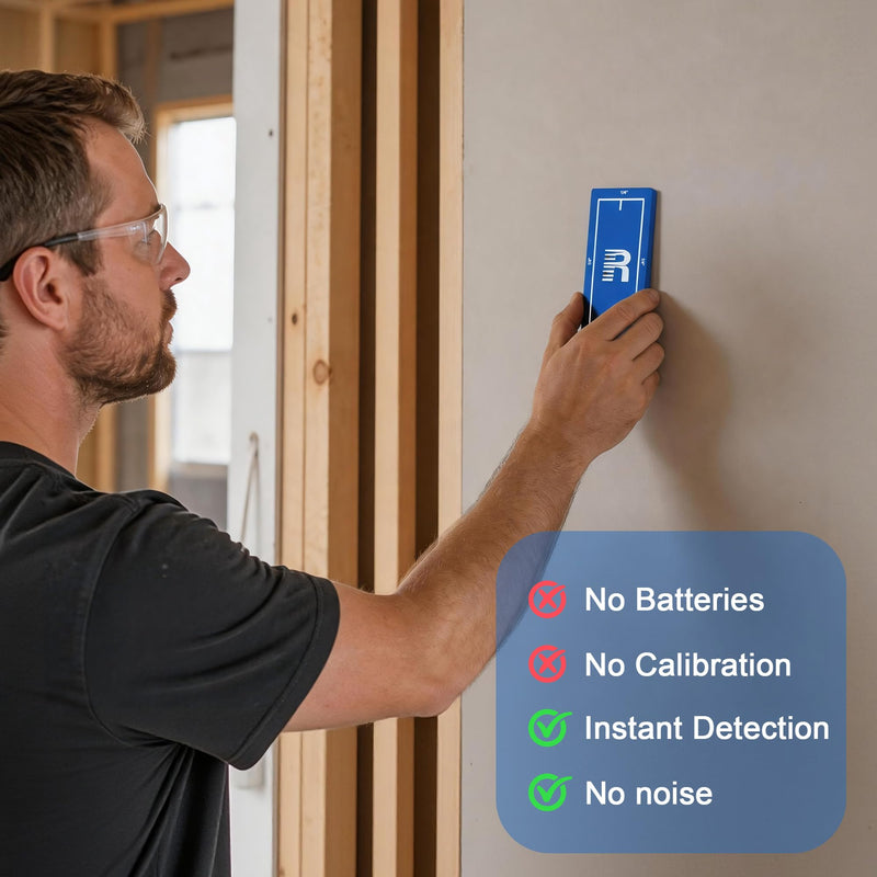 Magnetic Stud Finder, 1/4"、1/2" Trim Reveal Tool, 1/8" Door Reveal Gauge, No Batteries Required, Powerful Magnet Stud Finder, for Locate Screws and Accurate Jamb Marking, 2 PCS Electric Blue-2pc