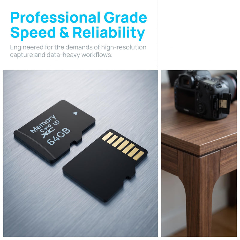 64GB Micro SD Card U3 Class 10 High Speed TF Memory Card for 4K UHD Video Waterproof & Shockproof Flash Storage for Camera Drone Phone 64GB