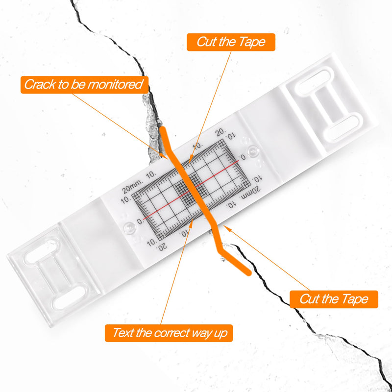 Crack Gauge Monitor， Crack Monitor with Updated Two Fixed adapter | Crack Measure and Record Instrument for Monitoring Wall Deformation and Crack (Pack of 3) 3PCS