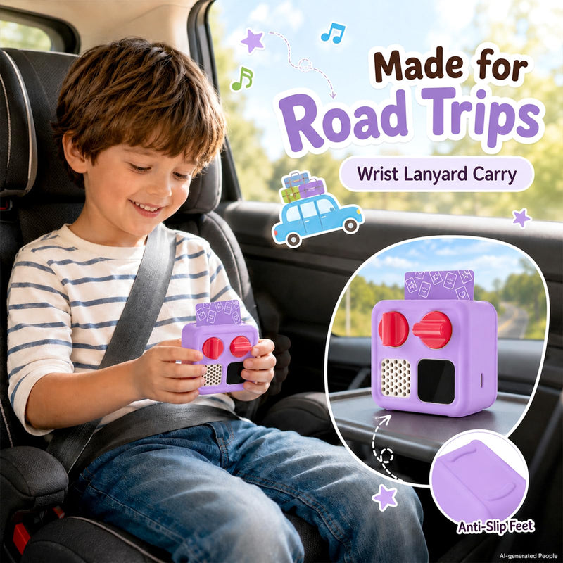 Silicone Case for Yoto Mini 2024, Kids Protective Cover | Soft Silicone Cover, Anti-Slip Grip, Raised Edge, Wrist Lanyard, Kids Travel, Case Only for Yoto Mini 2024 - Blue Purple
