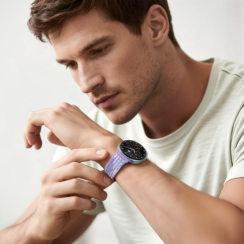 DaQin Nylon Magnetic Band for Samsung Galaxy Watch 9 8 40mm 44mm 46mm | Soft Breathable Nylon Braided Magnetic Band for Women Men, Stretchy and Adjustable, Ideal for Casual, Office, Workout, Sleep Violet