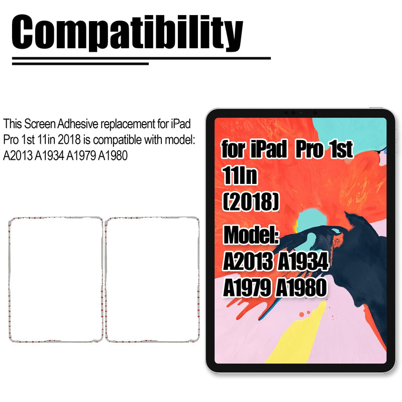 2PCS for iPad Pro 11 1st Gen Screen Adhesive Replacement for iPad Pro 2018 11 inch Front Touch Panel LCD Bezel Frame Pre-Cut Tape Sticker Glue Fit for Model: A2013 A1934 A1979 A1980
