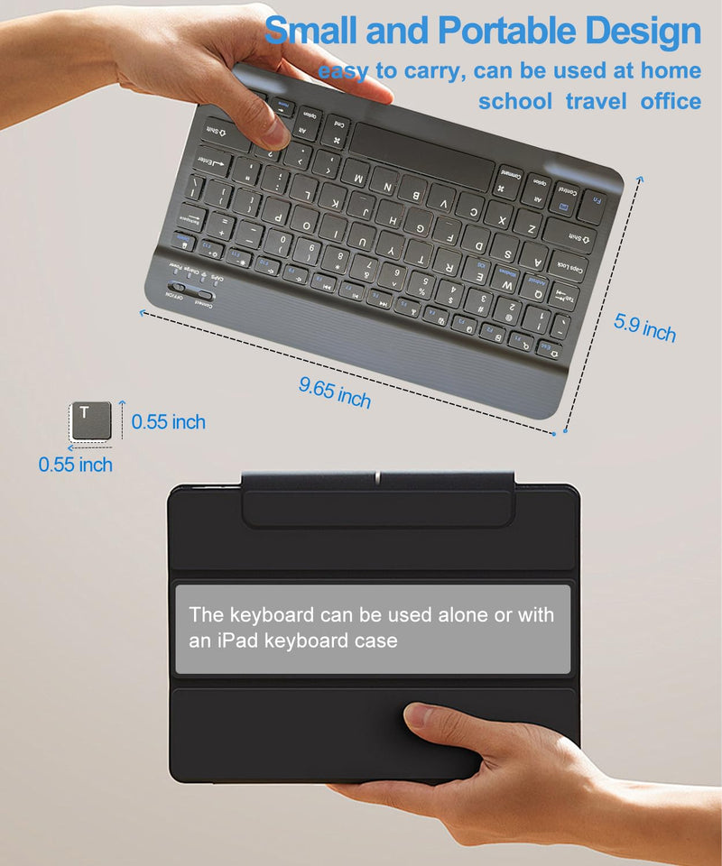 Ultra-Slim Wireless Bluetooth Keyboard, Rechargeable Portable Keyboard, Travel Keyboard Compatible Android, Windows, iOS, Universal Keyboard for iPhone, for ipad, for Samsung, Tablet, Laptop Black For Universal Keyboard