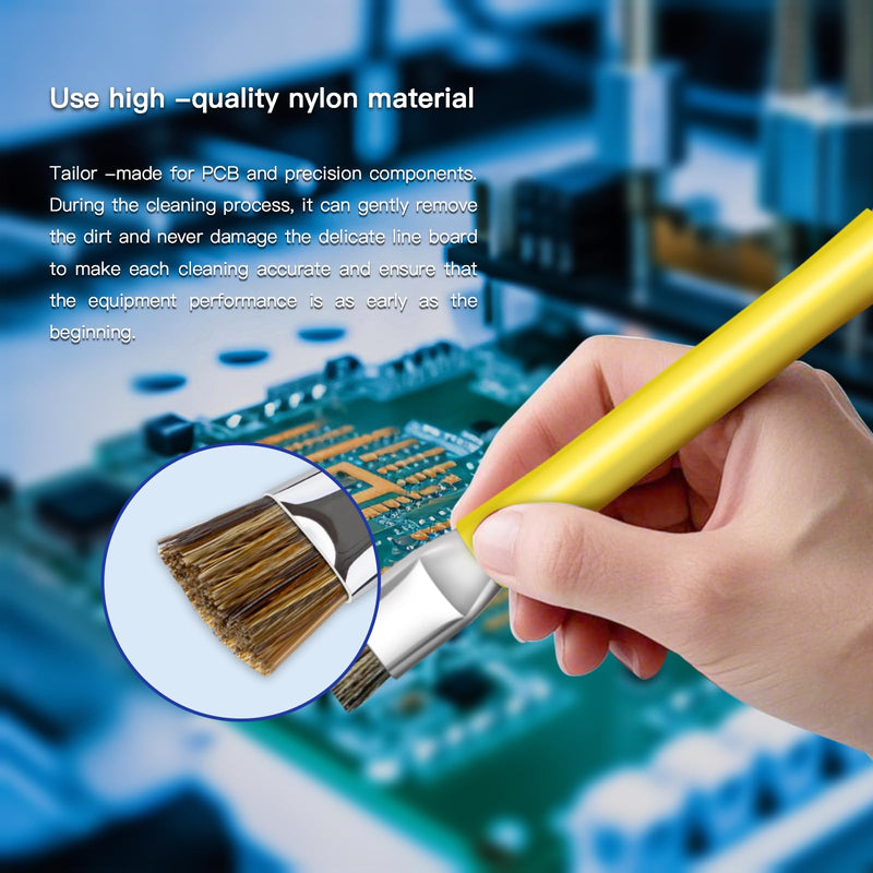 ESD Safe Anti-Static IC Cleaning Brush Tool -2Pcs Double Head Motherboard Hard Brush for IC Glue Removal,PCB Cleaning, Circuit Board Maintenance,Mobile Phone Repair - Yellow 6.1 IN