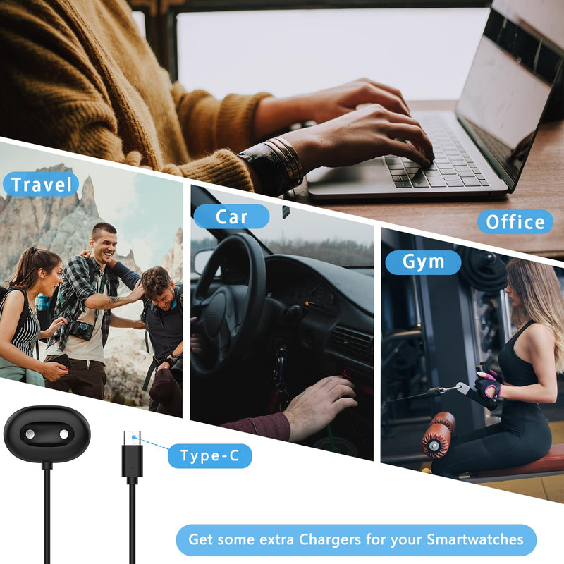 [2-Pack] Charger Dock Compatible with Google Pixel Watch 4, Quick Charging USB-C Charge Cable, Fast-Charging with Side Dock [Only for Pixel Watch 4 41mm and 45mm] (Black, USB-C) Black