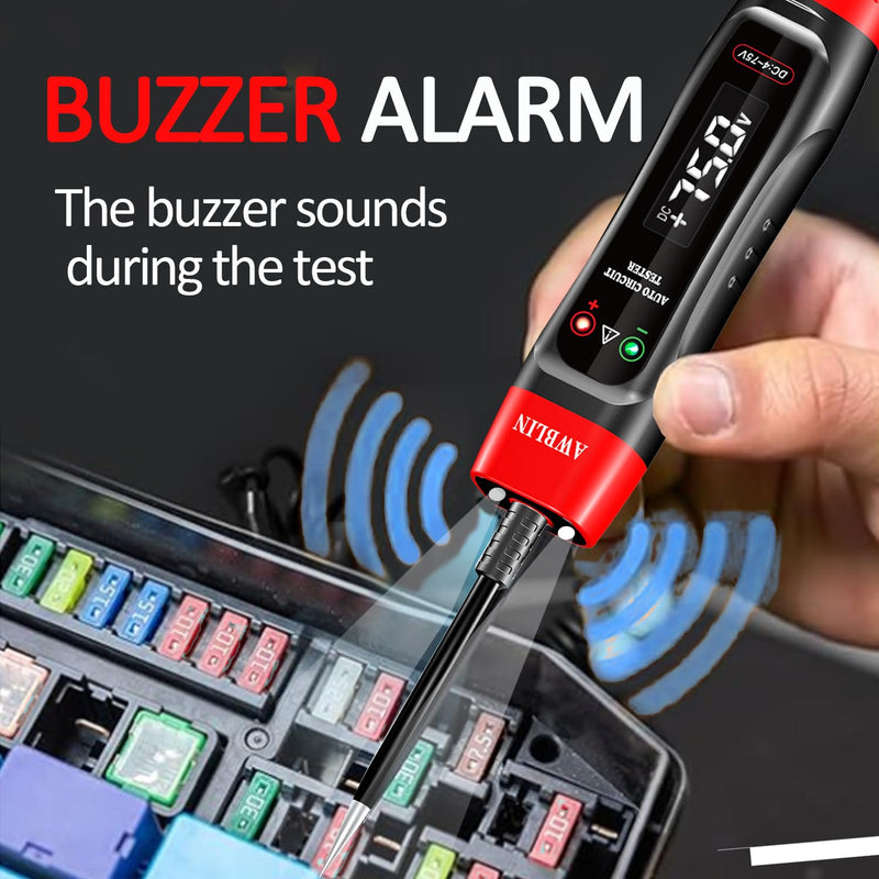  [AUSTRALIA] - 4-75V DC Automotive Test Light with Buzzer Sound, LCD Digital Light Tester with Voltmeter, Heavy Duty Circuit Tester with Illumination, Fuse Voltage Tester Auto Electrical Tool