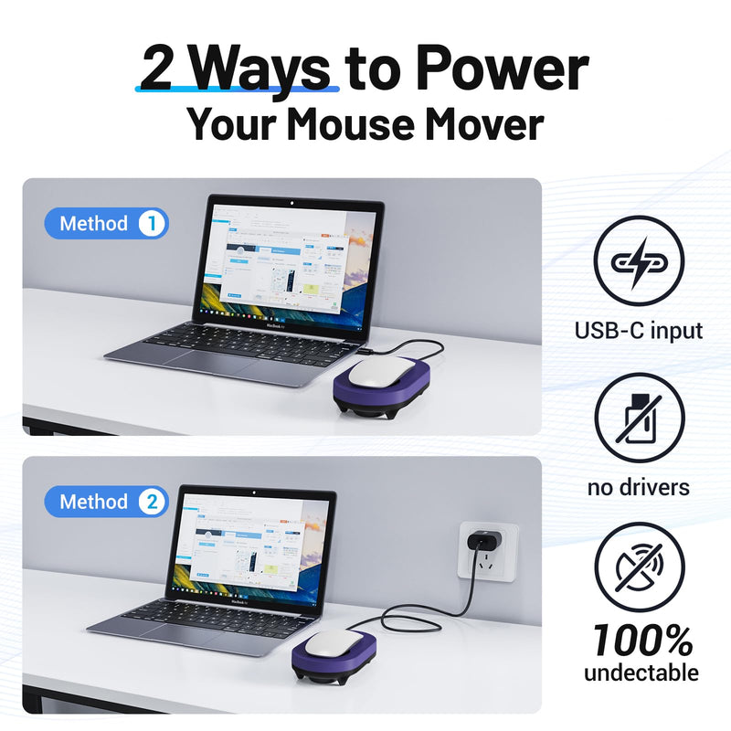 HONKID Undetectable Mouse Mover Jiggler with ON/Off Switch and USB Port Drive-Free,Simulate Physical Automatically Mouse Movement,Prevent Computer Laptop Inactive/Lockdown (Purple) PURPLE