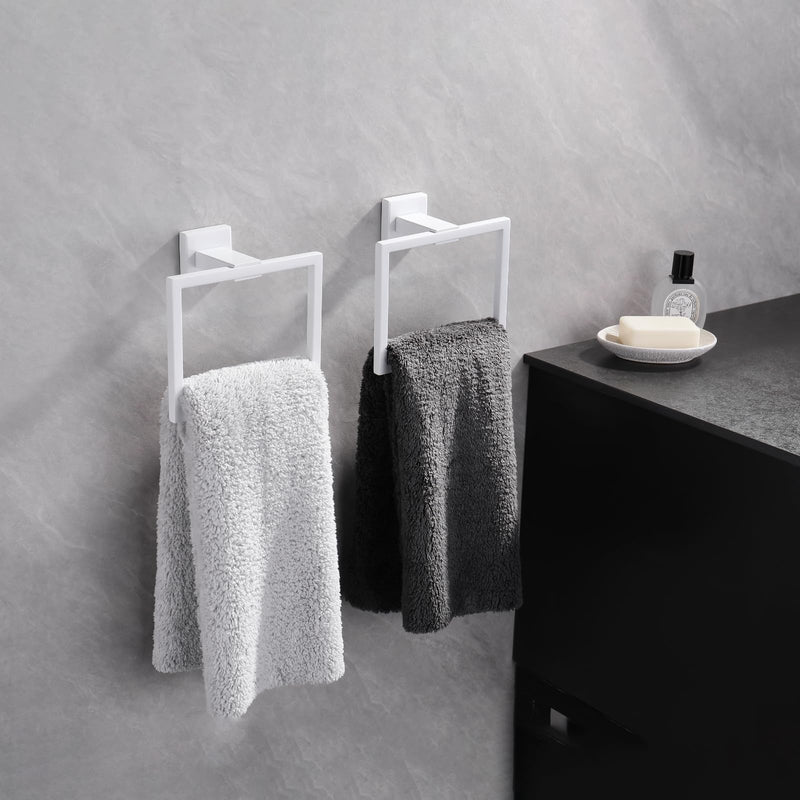 GERZWY Bathroom Towel Ring Stainless Steel Hand Towel Holder for Bath Kitchen Wall Mounted, White