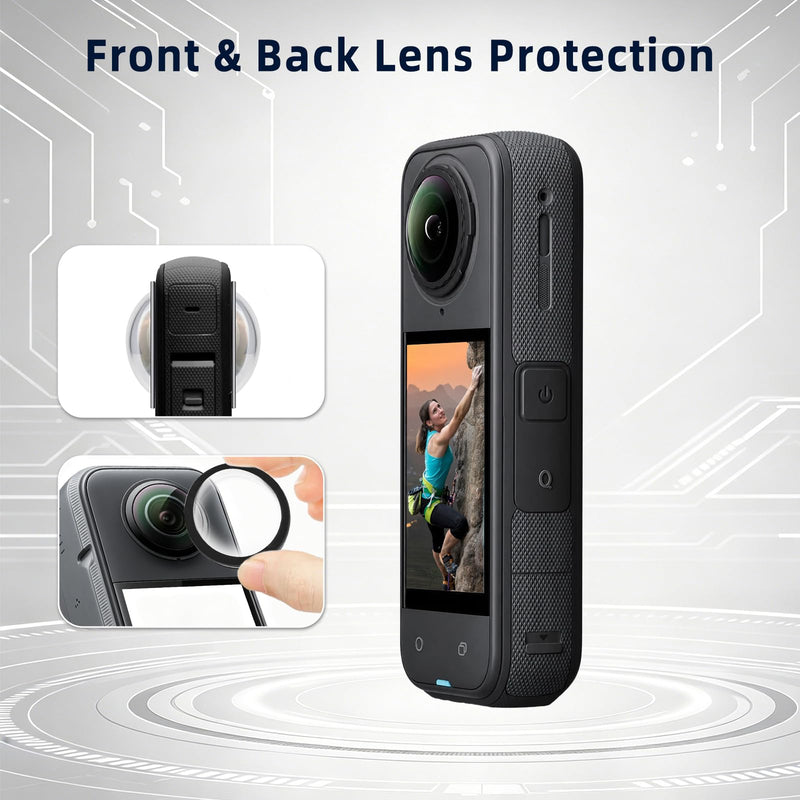 Sticky Lens Guard Custom fit for Insta360 X3, 2-Pack Protective Cover Cap with Anti-Reflective Coating, High Transparency 95% Light Transmission, Scratch-Proof Shockproof Dustproof, Easy Installation