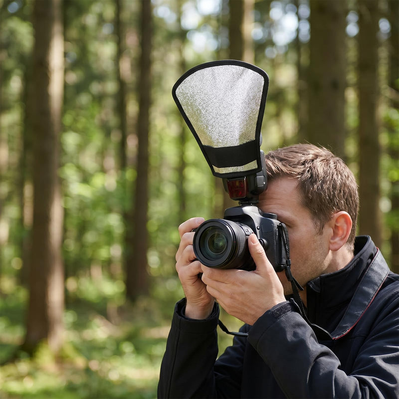 2 Piece Flash Diffuser Dual-Sided Macro Flash Diffuser Silver White | Reflector, Universal Speedlight Soft Light Modifier, for Camera