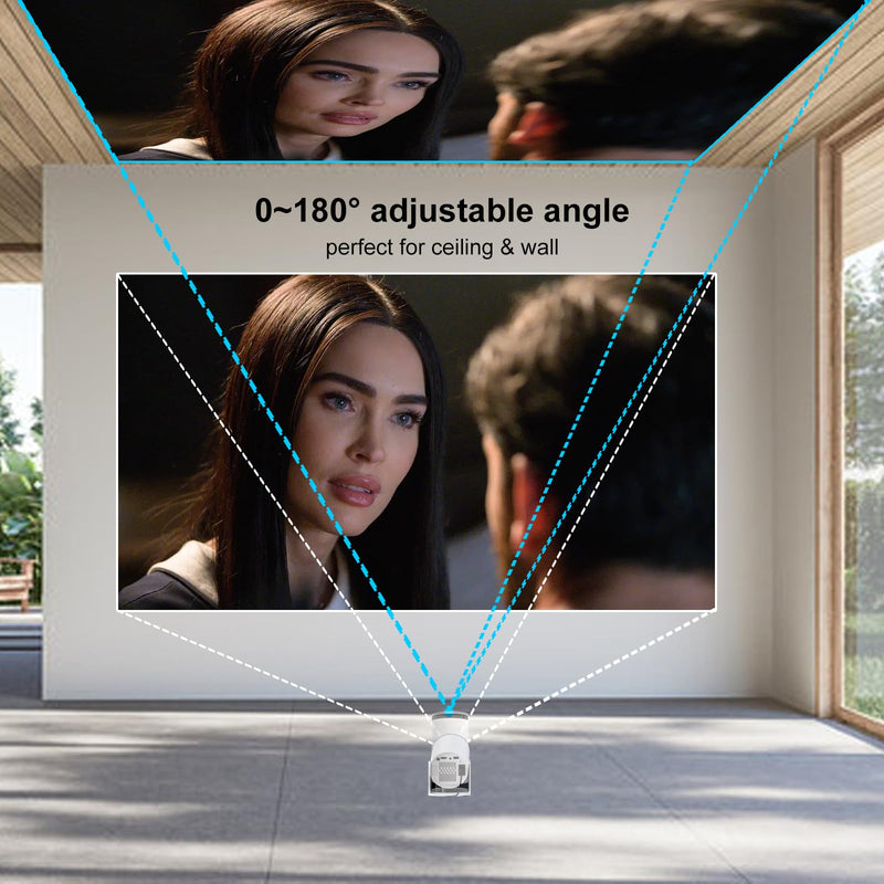 Mini Smart Vision Beam Projector, with Build In APP, Wifi 6 and Bluetooth 5.0, 720P, 1.2-4M Projection Distance ,40"-130" Projector Size, Portable, for Home, Office, Party