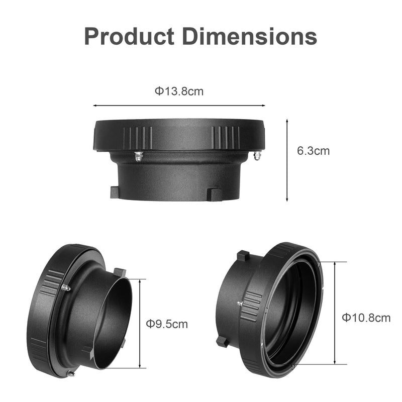 Fomito SN-14 Bowens to Elinchorm Adapter Metal Ring, with Bayonet Markings for Quick Installation, Compatible with Elinchrom Accessories