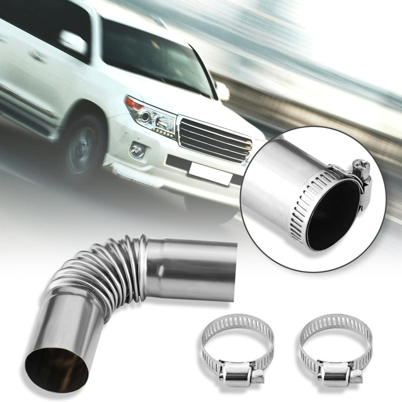 2pcs Diesel Heater Exhaust Pipe, Stainless Steel 24mm Parking Air Heater Exhaust Pipe Tube Elbow Connector with 4 Clamps for Webasto Eberspacher Diesel Boat Heater 13cm Exhaust Pipes and Tips