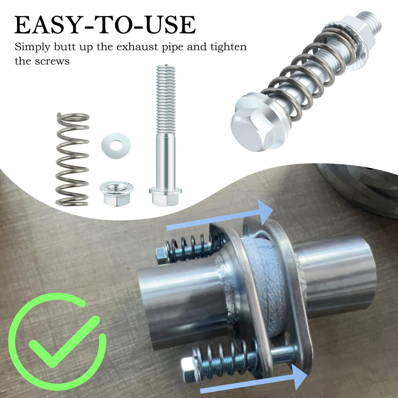 2PCS Car Exhaust Manifold Bolts,Steel M10x1.5 mm Exhaust Bolts and Nuts Kit with Springs for Exhaust Gasket,Professional Exhaust Flange Bolts Car Accessories for Most Cars
