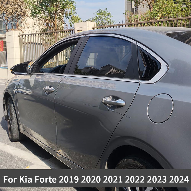 Window Louvers for Kia Forte Sedan 2019 2020 2021 2022 2023 2024 Rear Side Window Louvers Sport Style Blinds Cover Air Vent Shades Panel Auto Exterior ABS Decorate Accessories 2PCS/Set (Glossy Black) Glossy Black